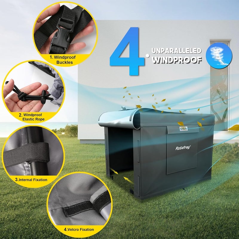 Rosefray Generator Cover-38”Lx28”Wx30”H,600D Heavy Duty Waterproof, Small Outside Equipment Cover for Champion,Predator,WEN,Ryobi,Generac,Westinghouse Portable Generator 5500-15000W-Black4XL - Image 3